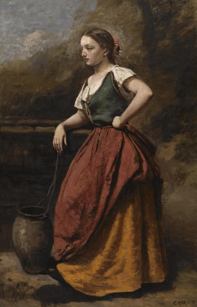Young Woman at the Fountain by Jean Baptiste Camille Corot
